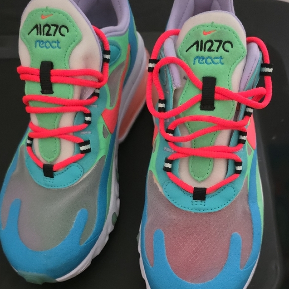 Nike Women Air Max 270 React - Blue, Green, Pink - Picture 2 of 8